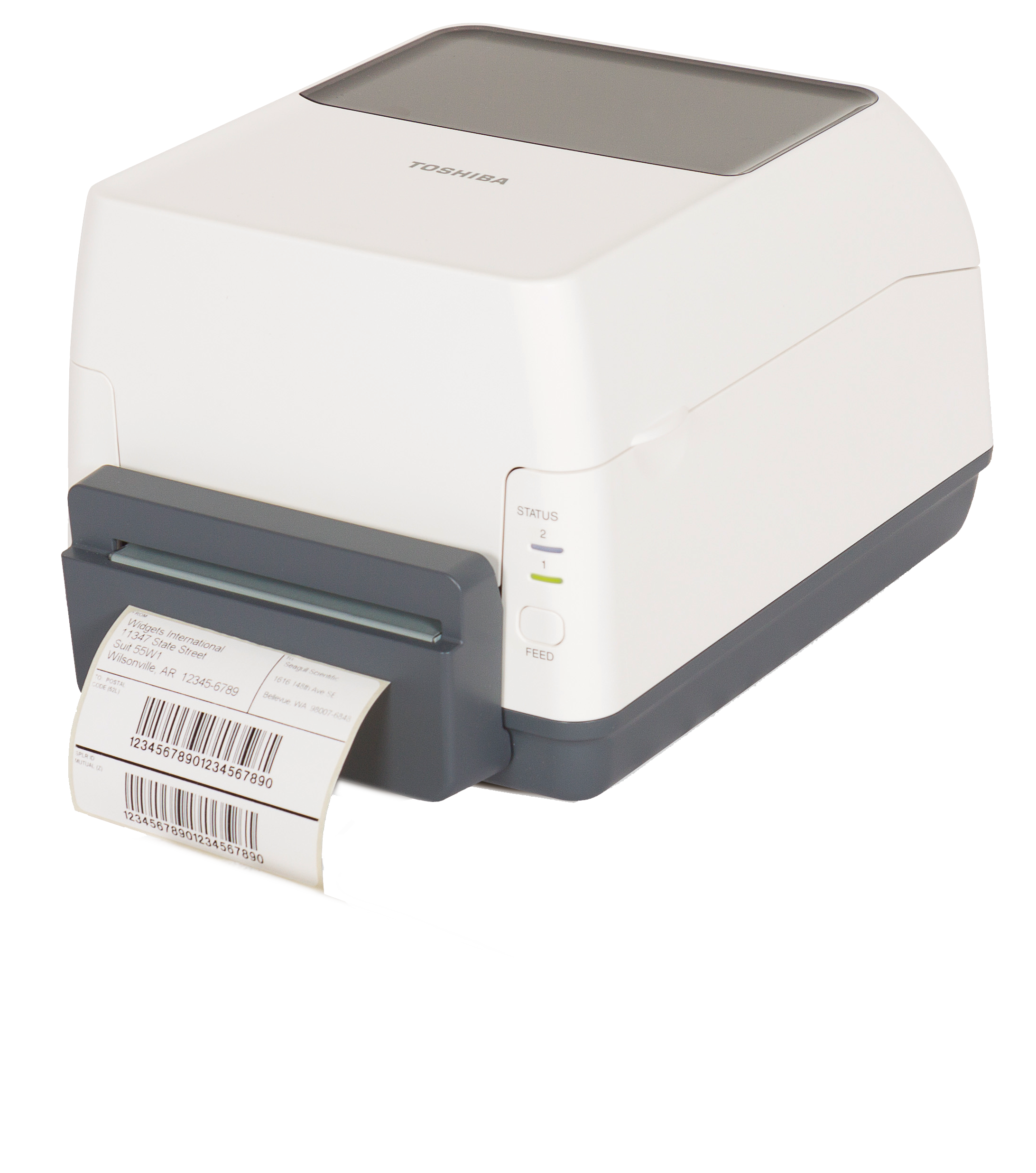 Foto van een desktop label printer Toshiba B-FV4T